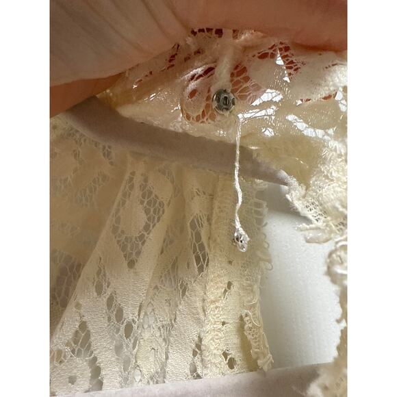 Free People Ivory Heart In Two Relaxed V Neck Lace Fairy Mini Dress Size XS - Picture 5 of 6